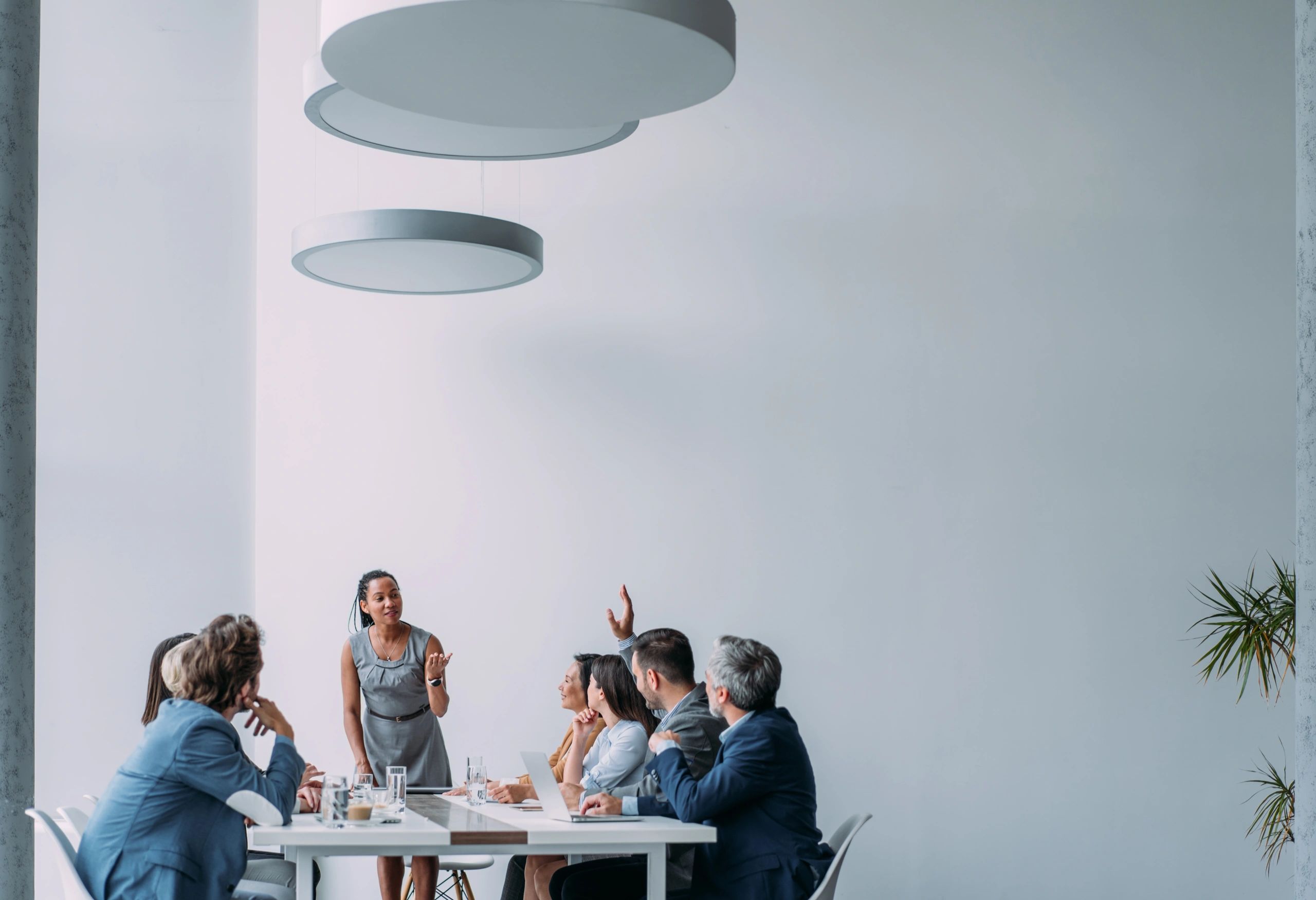 Consultant presenting strategy to a team