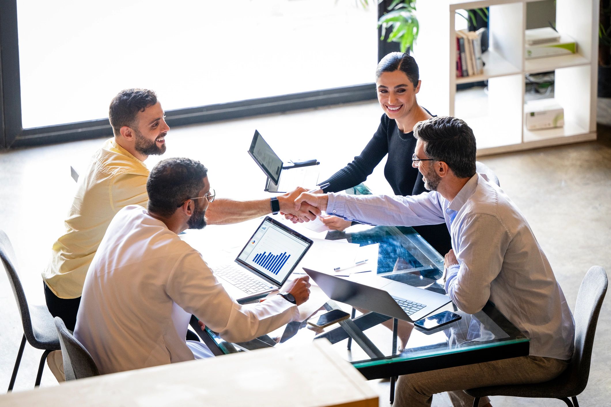 Business handshake during a successful meeting