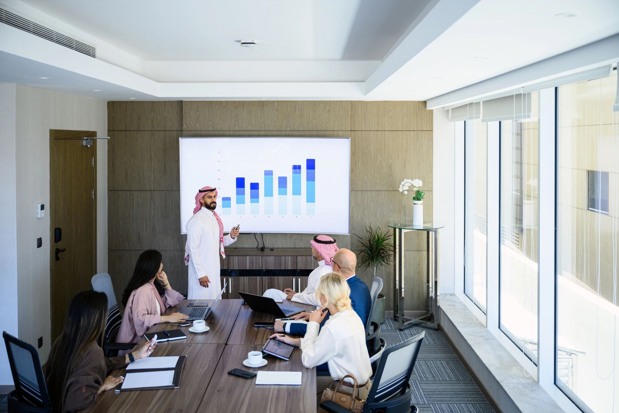 Business consultation meeting in a modern boardroom